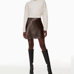 Babaton Aritzia Brown Satin Mini Skirt